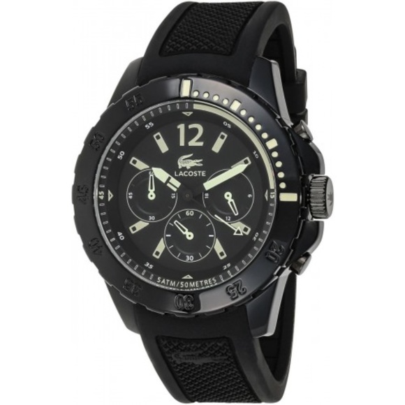 mens black lacoste watch